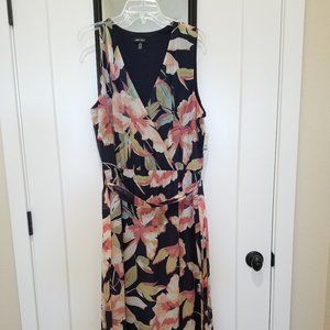 dress floral blue pink tie sleeveless